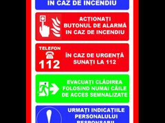 Placuta cu instructiuni de urmat in caz de incendiu