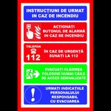 Placuta cu instructiuni de urmat in caz de incendiu
